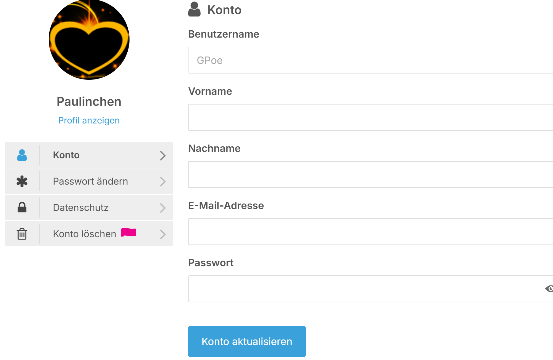 Konto/Konto löschen